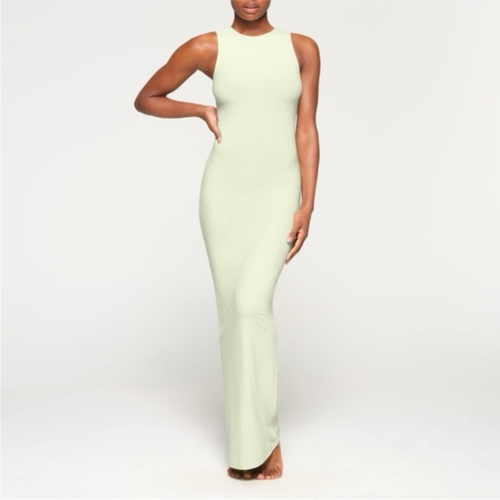 SKIMS Soft Lounge Sleeveless Long Dress in Honeydew